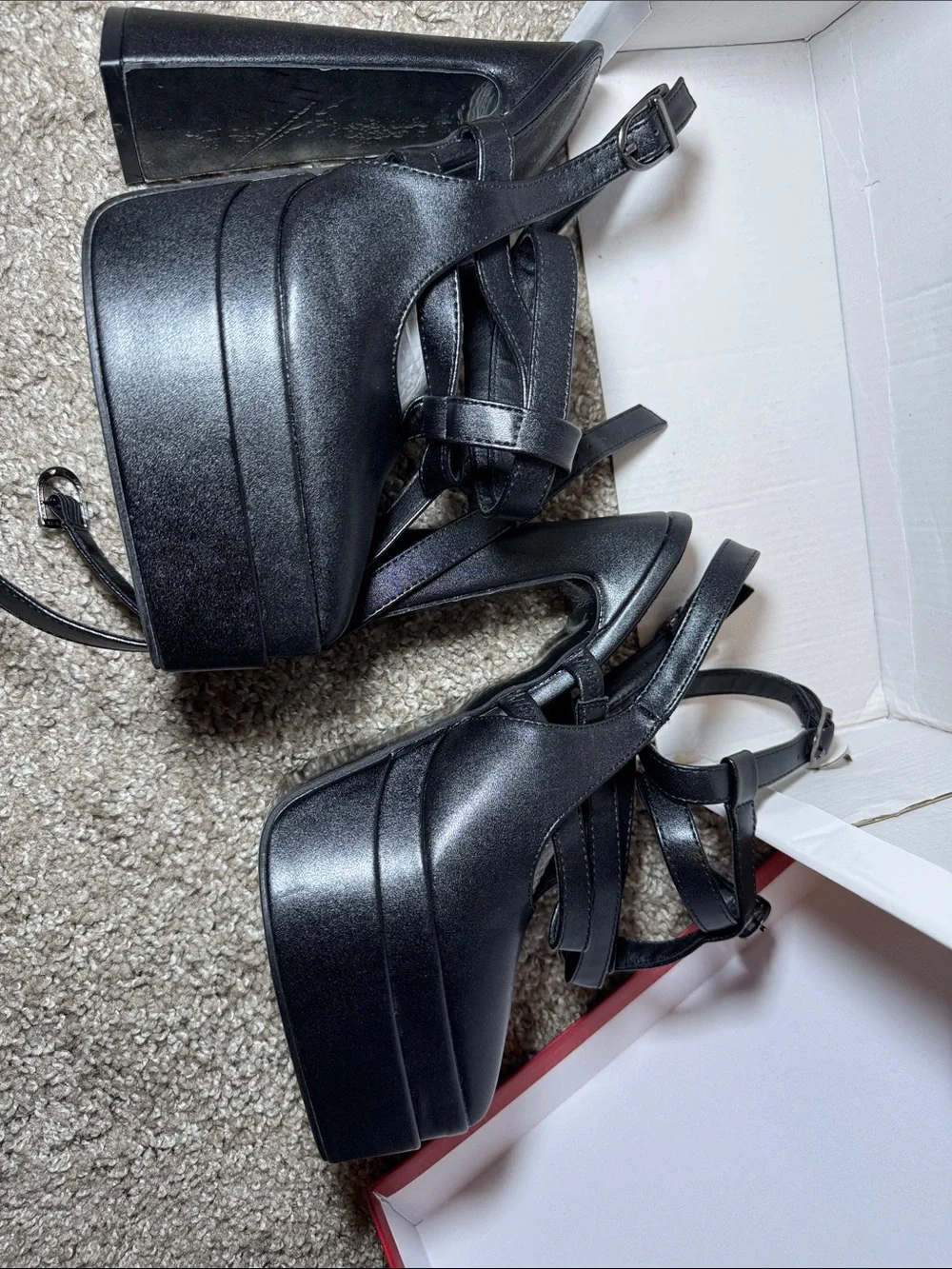 Strappy Platform High Heel Pumps - Black